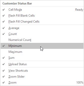 Thêm tùy chọn Minimum trên thanh trạng thái